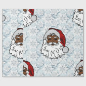 zwarte santa - sneeuwvlokken cadeaupapier (Vlak)