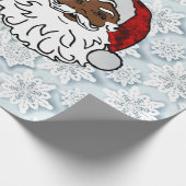 zwarte santa - sneeuwvlokken cadeaupapier (Hoek)