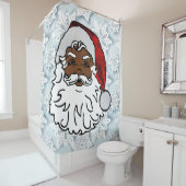zwarte santa - sneeuwvlokken douchegordijn (In situ)