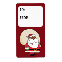 Zwarte Santa Speelgoed Sack Cadeaus Etiket