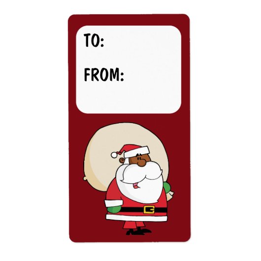 Zwarte Santa Speelgoed Sack Cadeaus Etiket (Voorkant)