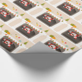 zwarte santa zit vast in haard cadeaupapier (Hoek)