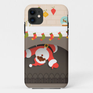 zwarte santa zit vast in haard Case-Mate iPhone case