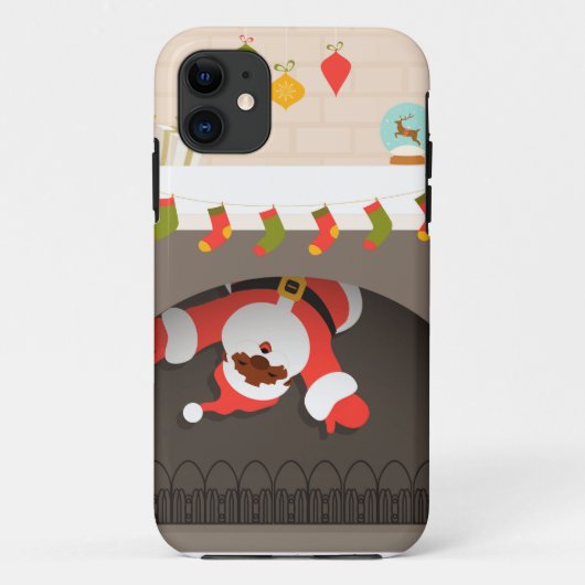 zwarte santa zit vast in haard Case-Mate iPhone case (Achterkant)