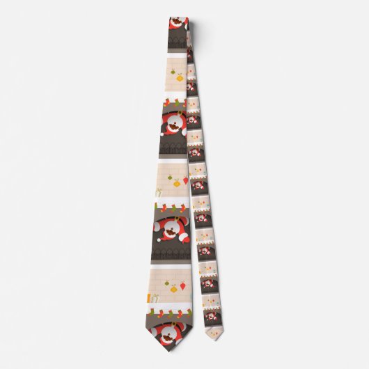 zwarte santa zit vast in haard stropdas (Voorkant)