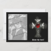 Zwarte Satijn en Rode Roos Kruis Foto Frame Uitnod Kaart (Achterkant)