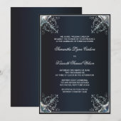 Zwarte Satijn Zwarte Trouwjurk Uitnodigingen (Voorkant / Achterkant)