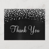 Zwarte Satijnen Folie Diamant Confetti Bedankt Briefkaart (Voorkant)