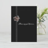 Zwarte Satijnen Pioen Gotische Verjaardagsuitnodig Kaart (Staand voorkant)