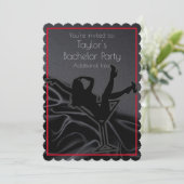 Zwarte Satijnen Silhouet Bachelorfeest Kaart (Staand voorkant)