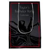 Zwarte Satijnen Silhouet Bachelorfeest Medium Cadeauzakje (Achterkant)