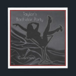 Zwarte Satijnen Silhouet Bachelorfeest Servet<br><div class="desc">*Aanpassen met uw tekst.</div>