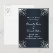 Zwarte Satijnen Uitnodigingen voor een Black Tie B (Voorkant / Achterkant)