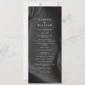 Zwarte Satin Elegantie Huwelijksprogramma Kaart (Voorkant)