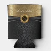 Zwarte Satin & Gold Damask - 50e Jubileum Blikjeskoeler (Achterkant)