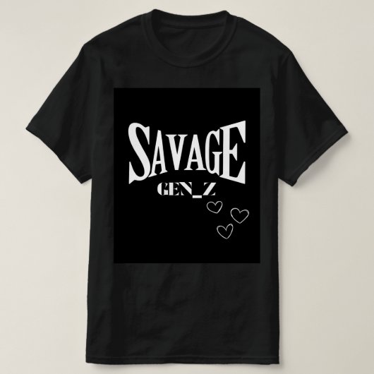 Zwarte savage tshirt voor gen-z half mouwen (Design voorkant)