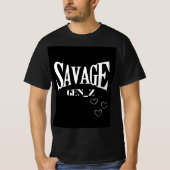 Zwarte savage tshirt voor gen-z half mouwen (Voorkant)