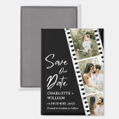 Zwarte Save our Date Fotohokje Huwelijk Magneet (Voorkant / Achterkant)