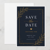 Zwarte Save the Date Kaart (Voorkant / Achterkant)