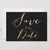 Zwarte Save The Date Kaarten Elegante Gouden Folie (Voorkant)