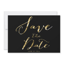 Zwarte Save The Date Kaarten Elegante Gouden Folie