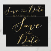 Zwarte Save The Date Kaarten Elegante Gouden Folie (Voorkant / Achterkant)