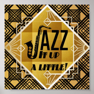 Zwarte saxofone poster