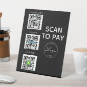 Zwarte Scan om te betalen QR-code Contactloos Bord Reclamebord Met Voetstuk (Insitu)