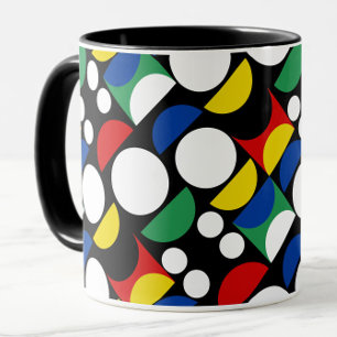 Zwarte Scandinavische Bauhaus Mid-Century Patroon Mok