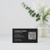Zwarte Scannbare QR Code Schilder Visitekaartje (Staand voorkant)