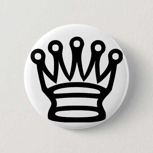 Zwarte schaak kroonsymbool ronde button 5,7 cm (Voorkant)