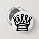 Zwarte schaak kroonsymbool ronde button 5,7 cm (Voorkant /achterkant)