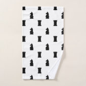 Zwarte schaakstukken Knight en Rook Bad Handdoek (Handdoek)
