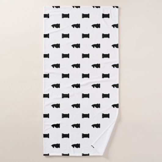 Zwarte schaakstukken Knight en Rook Badhanddoek (Badhanddoek)
