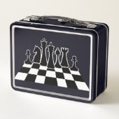 Zwarte schaakstukken op een schaakbord (Achterkant)