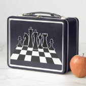 Zwarte schaakstukken op een schaakbord (In situ)