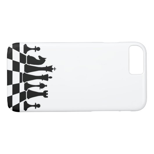 Zwarte schaakstukken op een schaakbord Case-Mate iPhone case (Achterkant (Horizontaal))