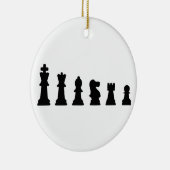 Zwarte schaakstukken op wit keramisch ornament (Rechts)