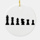 Zwarte schaakstukken op wit keramisch ornament (Achterkant)