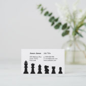 Zwarte schaakstukken op wit visitekaartje (Staand voorkant)