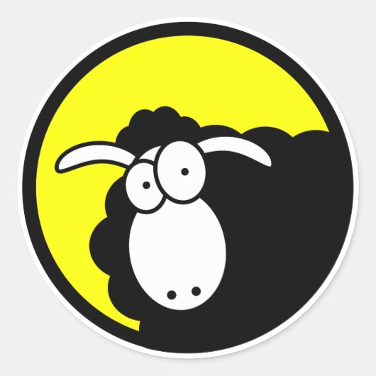 Zwarte schaap aan de binnenkant ronde sticker (Voorkant)