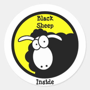 Zwarte schaap aan de binnenkant ronde sticker