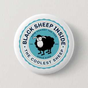 Zwarte Schaap Binnen - Zwem Tegen de Stroom Ronde Button 5,7 Cm