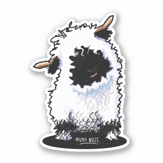 Zwarte Schaap KiniArt Sticker (Voorkant)