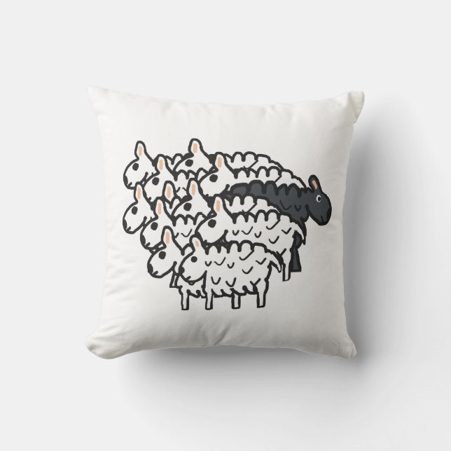 Zwarte Schaap Kussen (Voorkant)