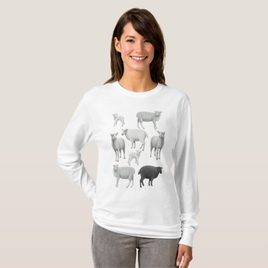 Zwarte schaap, lange hoes t-shirt (Voorkant volledig)