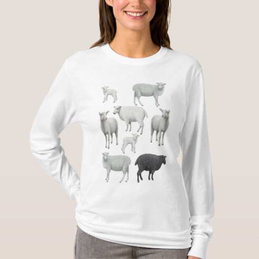 Zwarte schaap, lange hoes t-shirt (Voorkant)