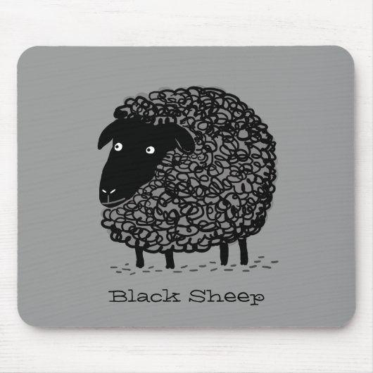 Zwarte Schaap met Aangepaste Tekst Muismat (Voorkant)