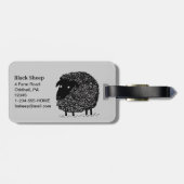 Zwarte Schaap met Aanpasbare Tekst Bagagelabel (Achterkant horizontaal)