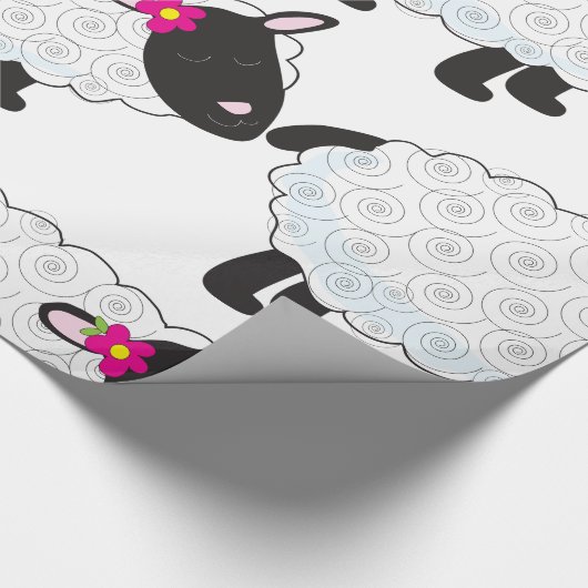 Zwarte schaap met witte wol cadeaupapier (Hoek)